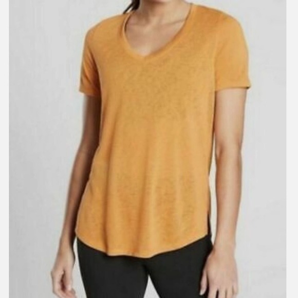 Athleta Tops - Athleta Breezy Scoop V Neck Yellow Short Sleeve T-shirt Size XXS